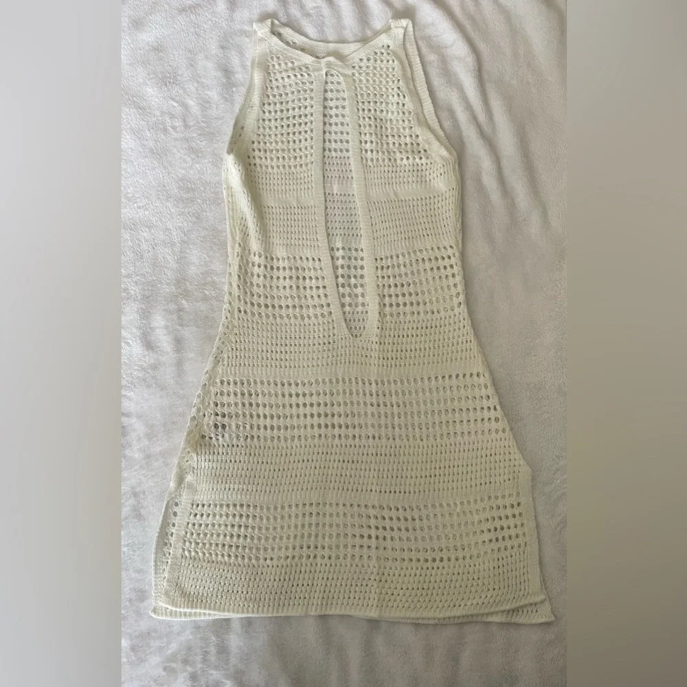 SHEIN Ivory Crochet Dress Pool/Beach Coverup - Picture 2 of 3